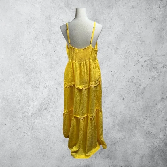 Simply Vera Vera Wang Marigold Tiered Maxi Dress XXL Sleeveless V-Neck Boho - Picture 2 of 8